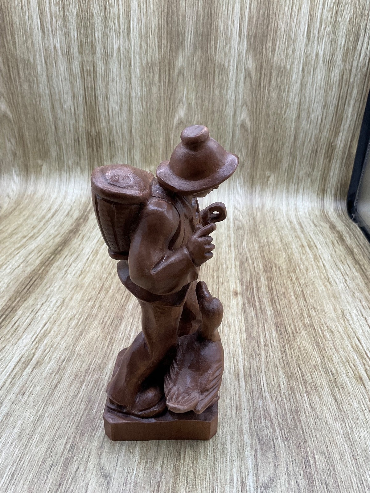 Switzerland Dobin Handcarved Youngman w/Umbrella & Duck