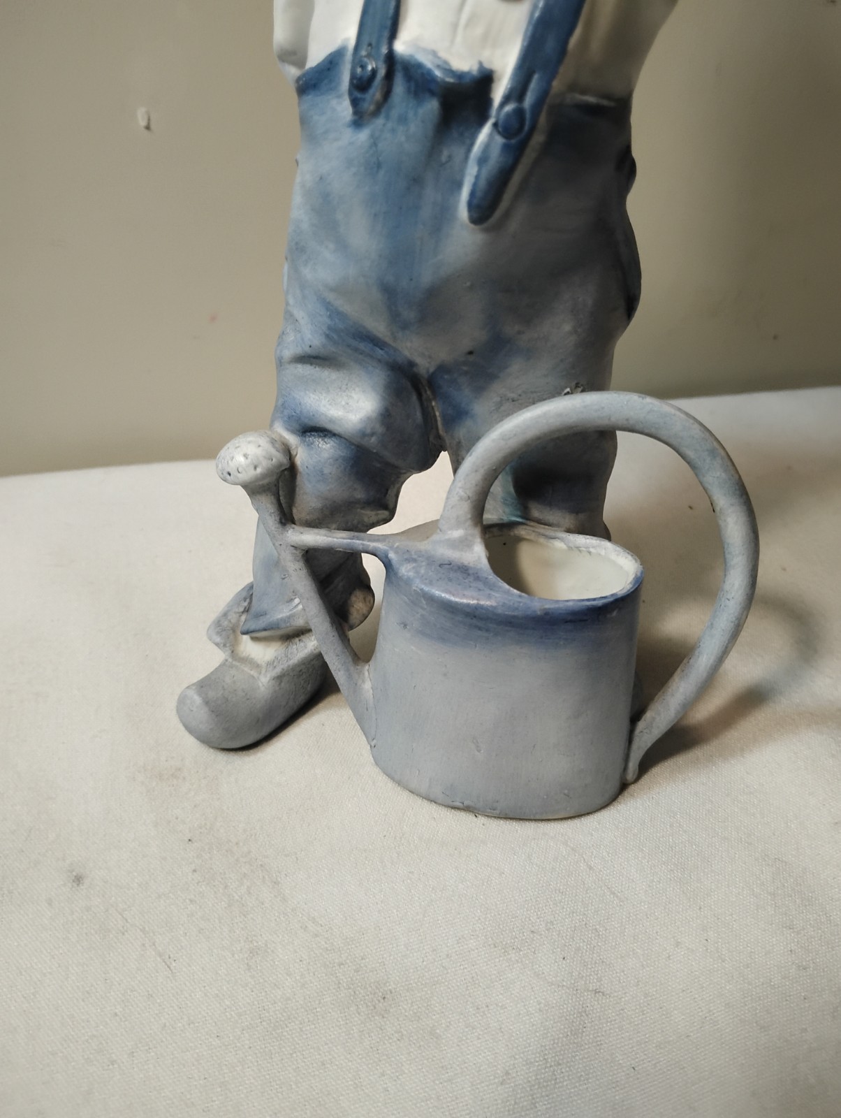 Antique Heubach Bisque Character Figurine Blue Boy w Watering Can Intaglio Eyes