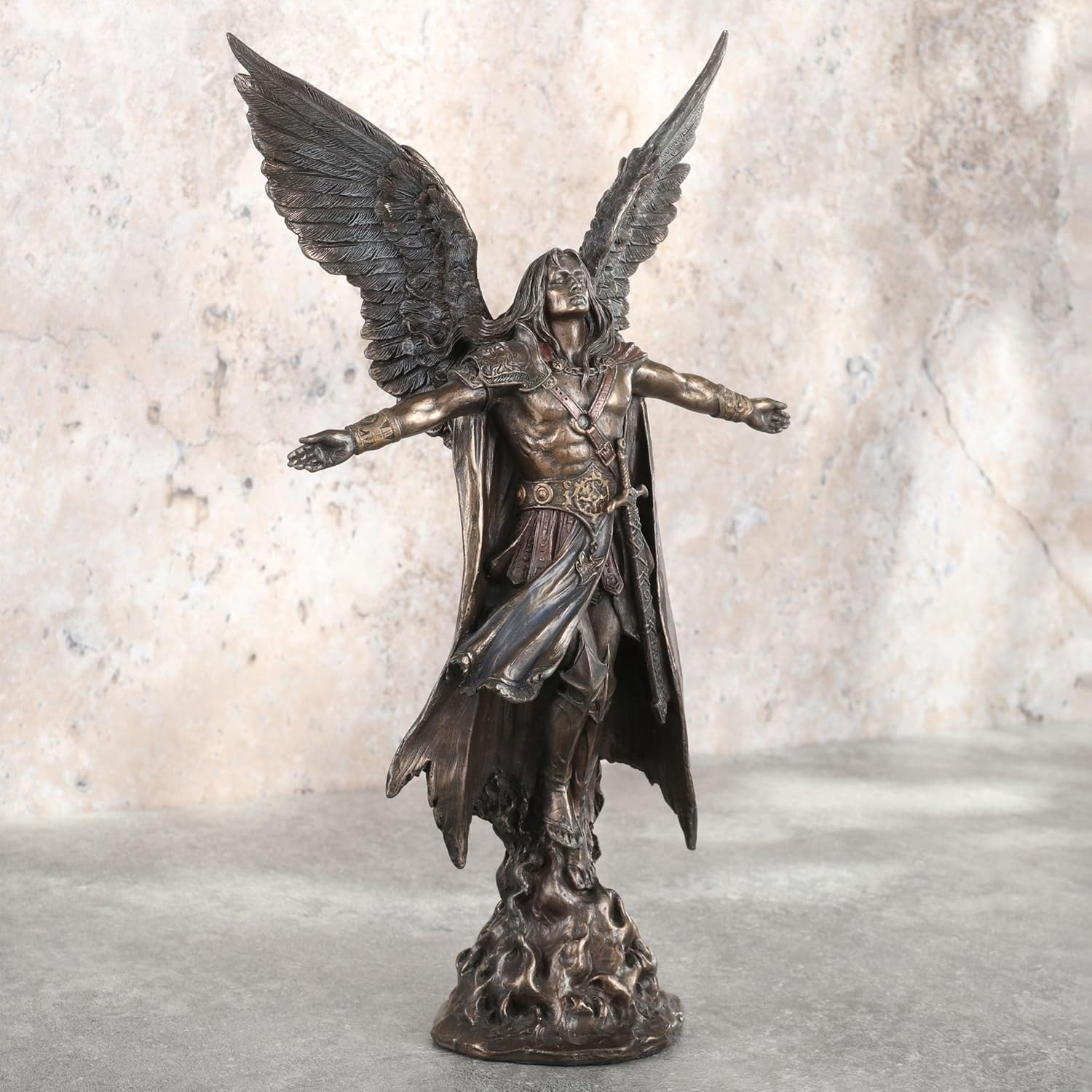 Veronese 11-Inch Tall Ascending Angel Cold Cast Bronze Statue for Collectors