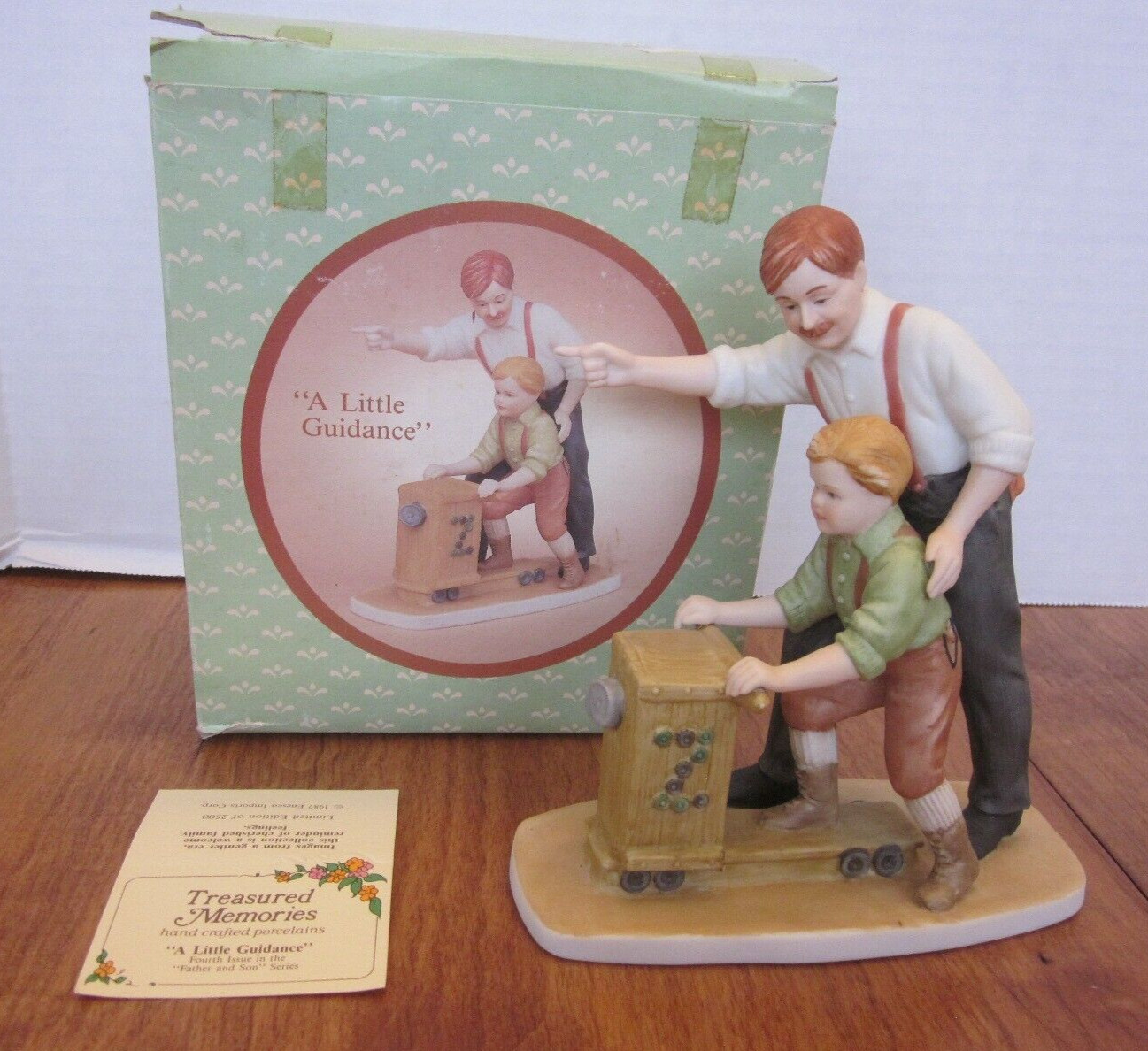 ENESCO 1987 Father & Son Series “A Little Guidance” Figurine, Original Box, COA