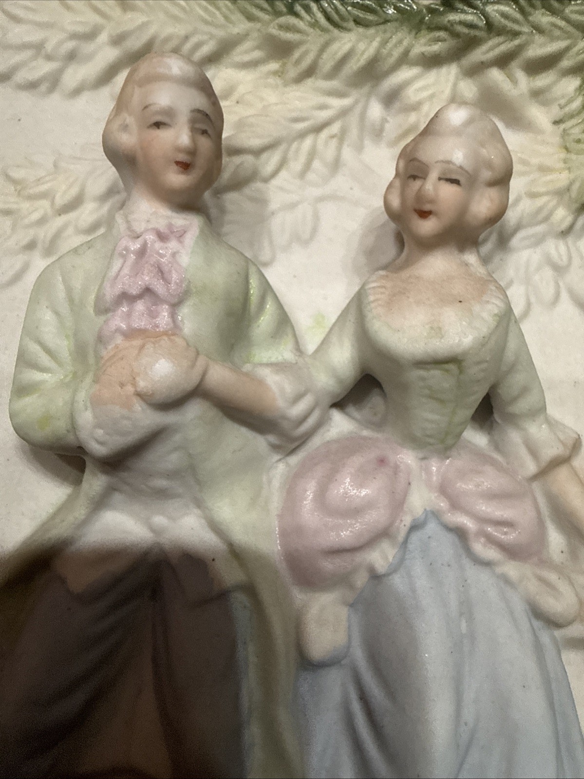 Vintage Ceramic Bisque Hand Painted Victorian Wall Hanging – Chase Made In Japan