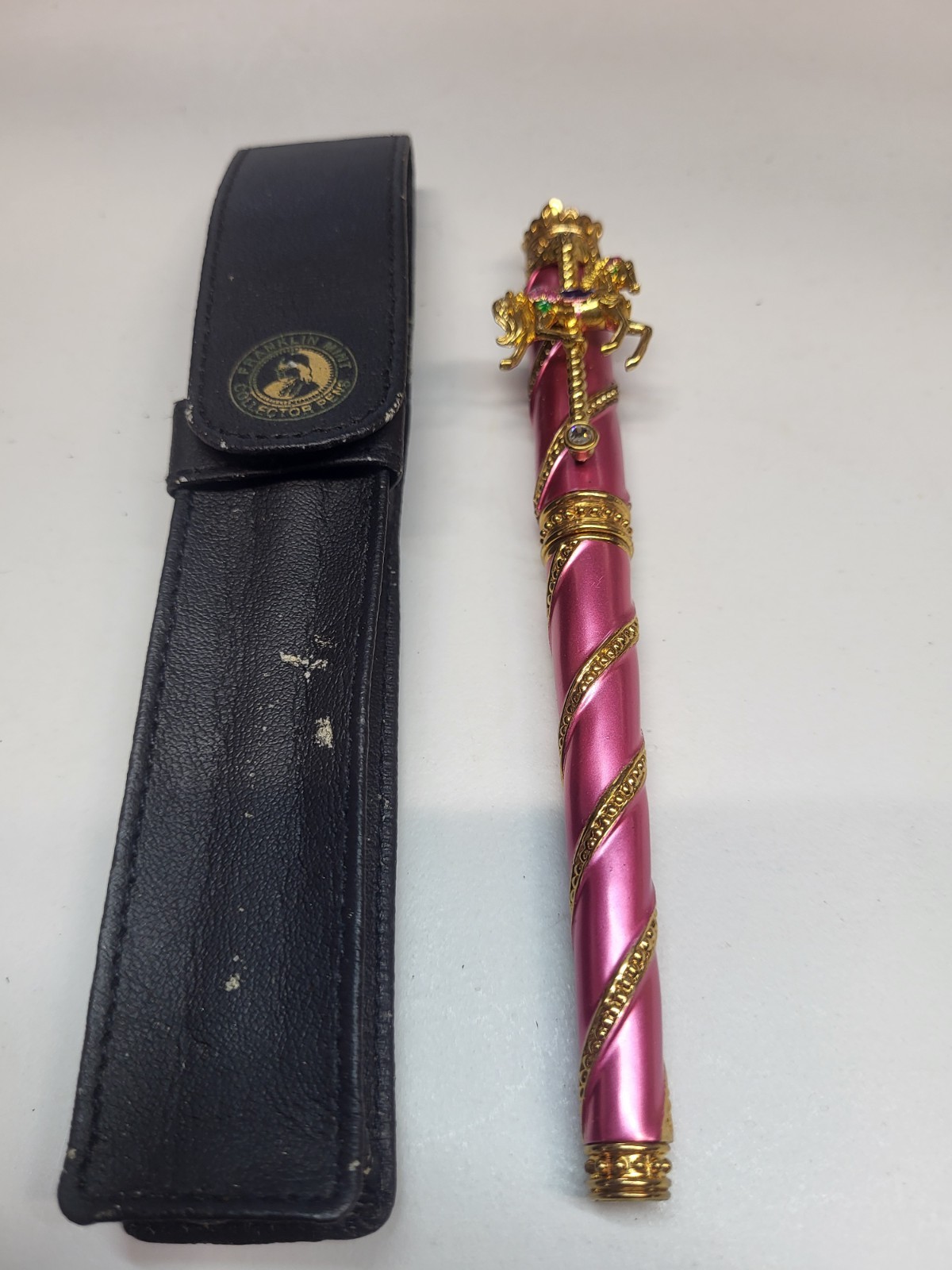 Franklin Mint The Rose Dancer Carousel Horse Pen 1980’s With Case READ