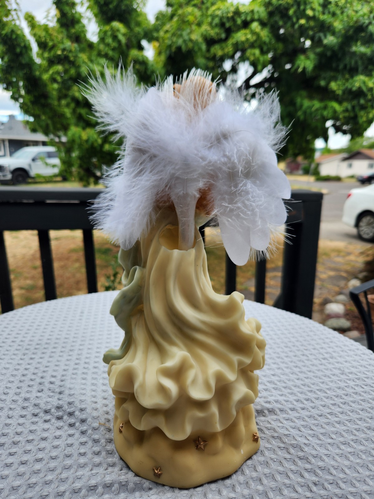Vintage Fiber Optic Angel Playing Mandolin Lighted Works Resin Spiritual