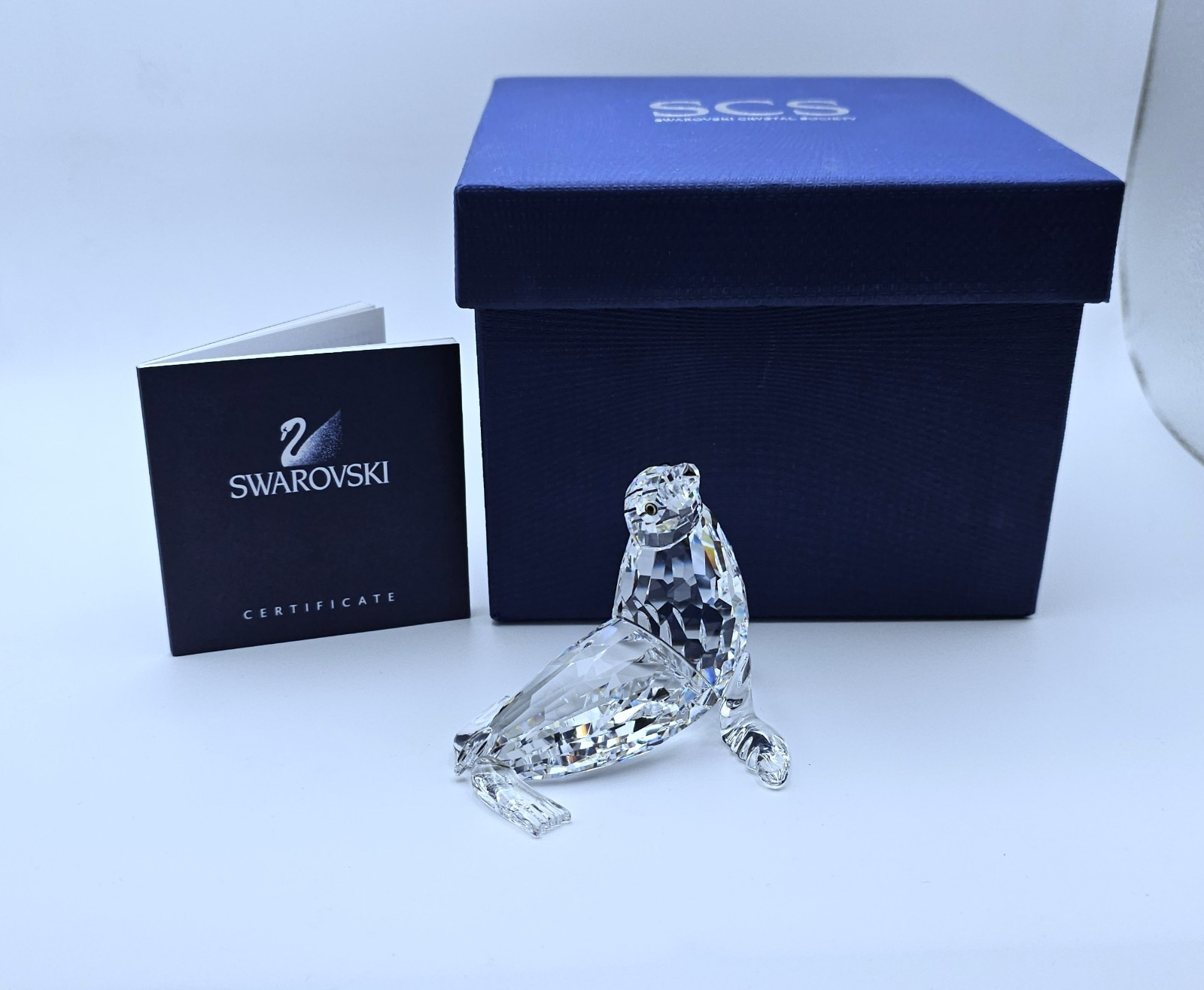 🌊 Swarovski Crystal 2005 “Aquatic Worlds”, Mother Sea Lion Figurine, Amber, NIB