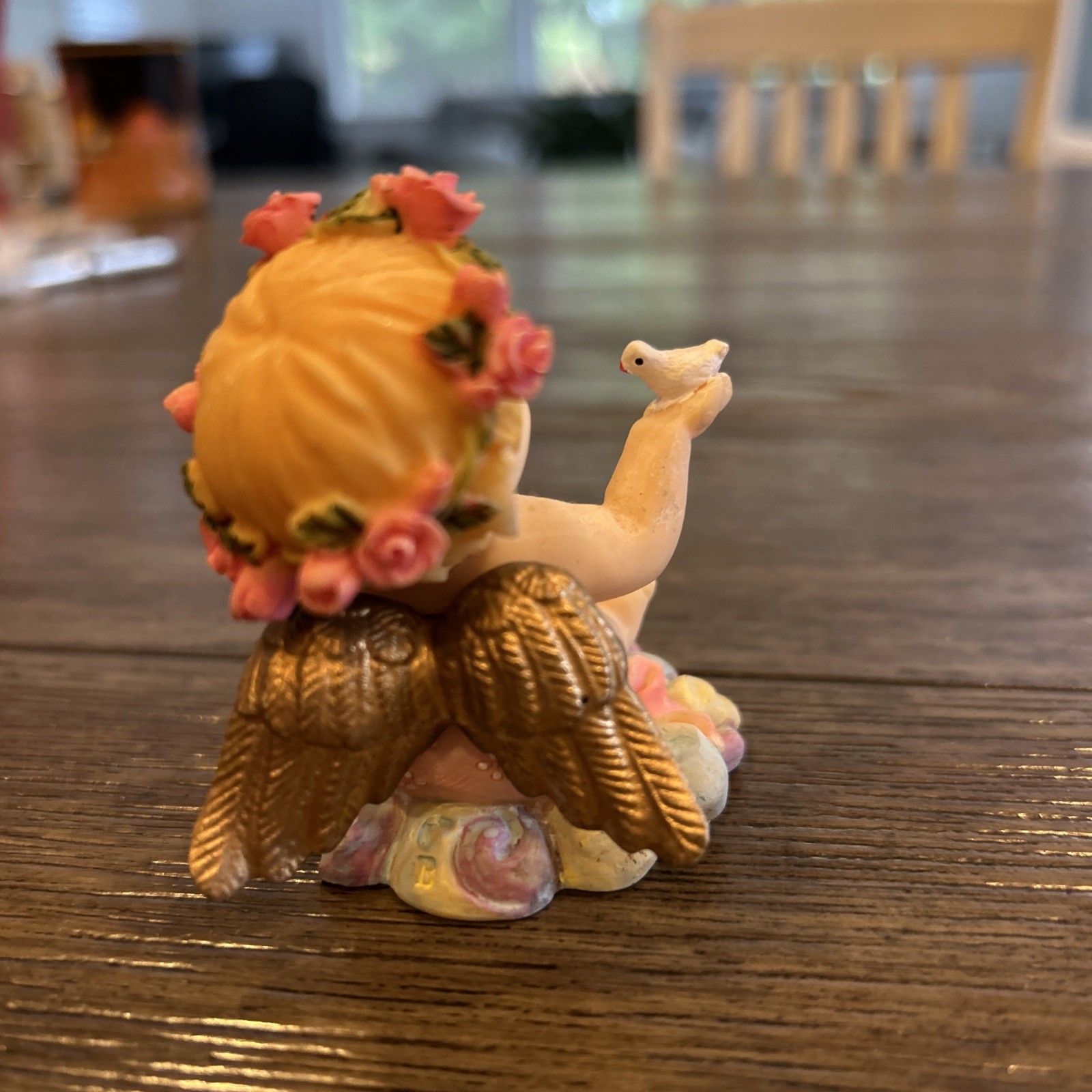 Angels/Cherubs Set Of 3 Figurines Pink Flowers