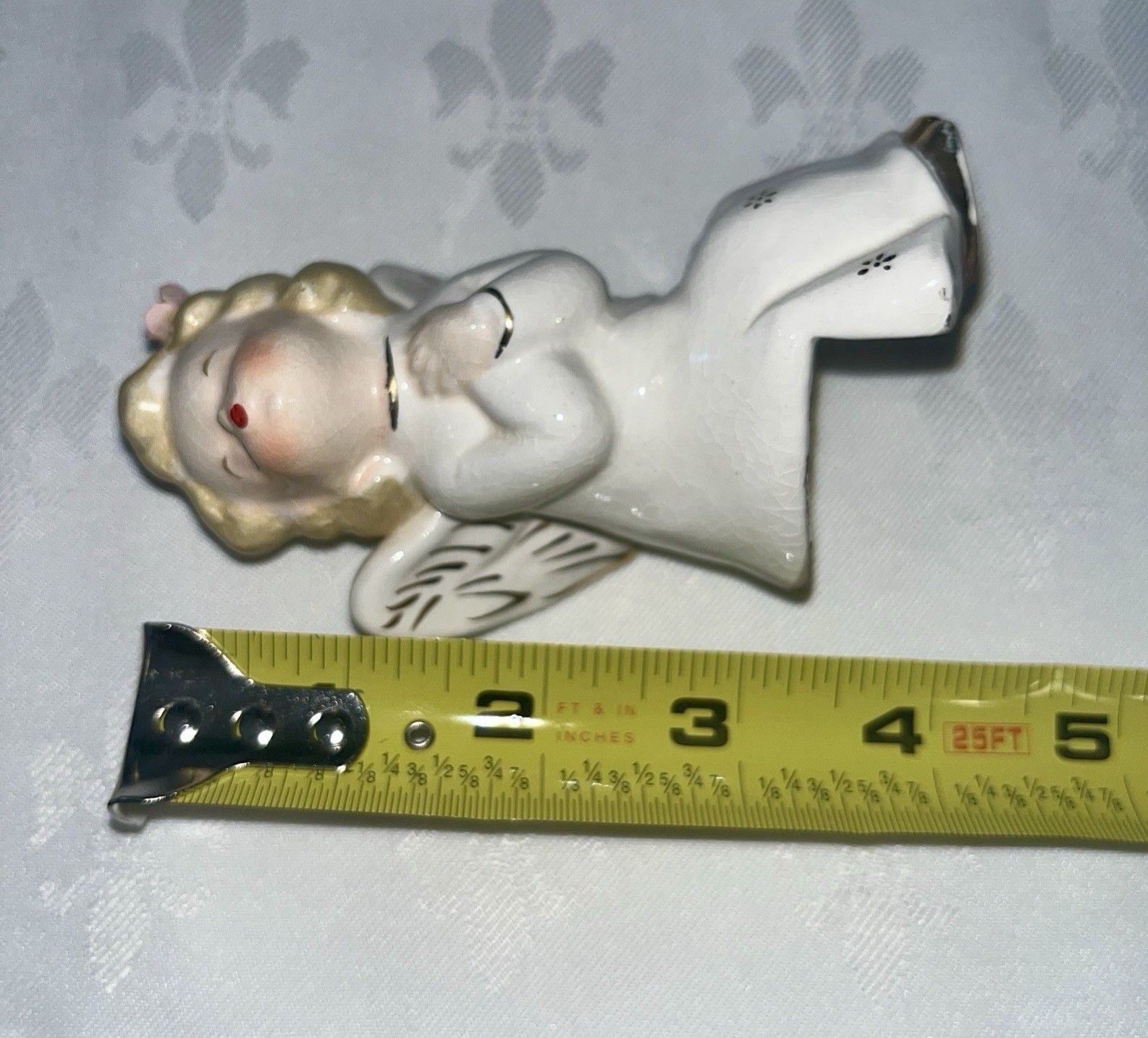 Vtg 1950s Kissing Angels Ceramic Figurine Japan Boy & Girl Shelve Sitters