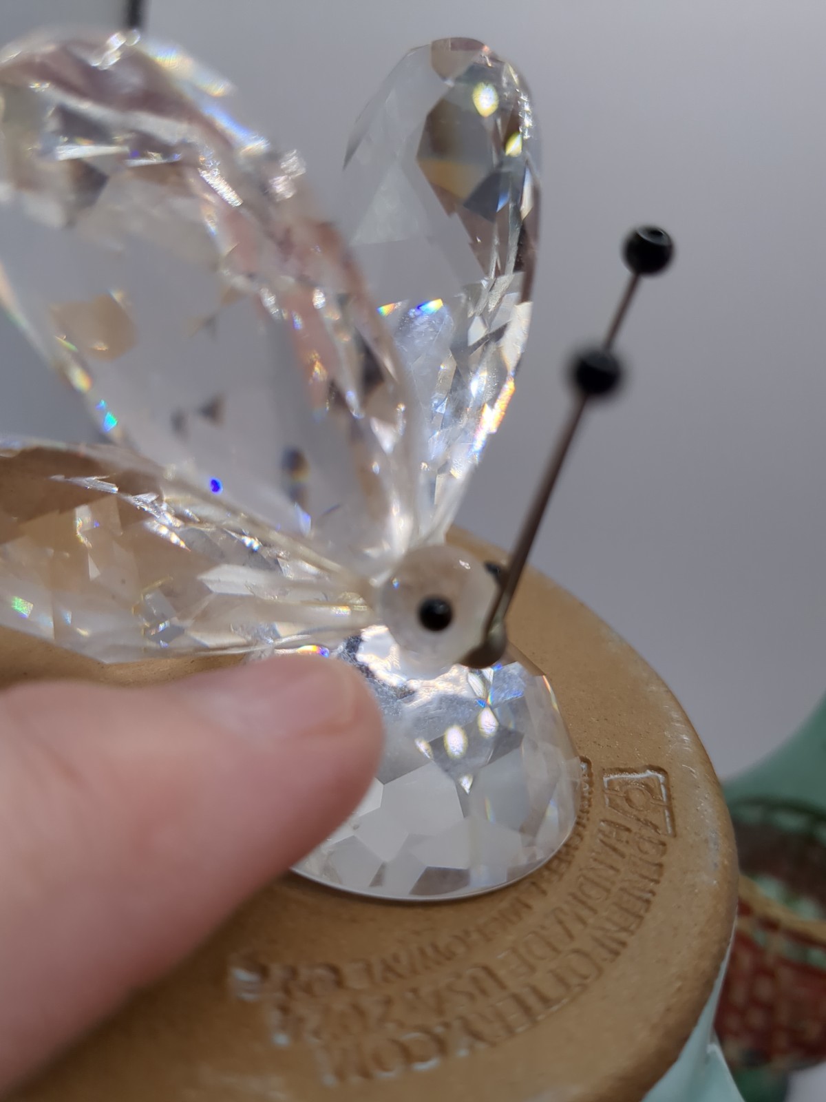 Swarovski Crystal Butterfly Figurine Black Eyes and Antenna Silver Nose READ