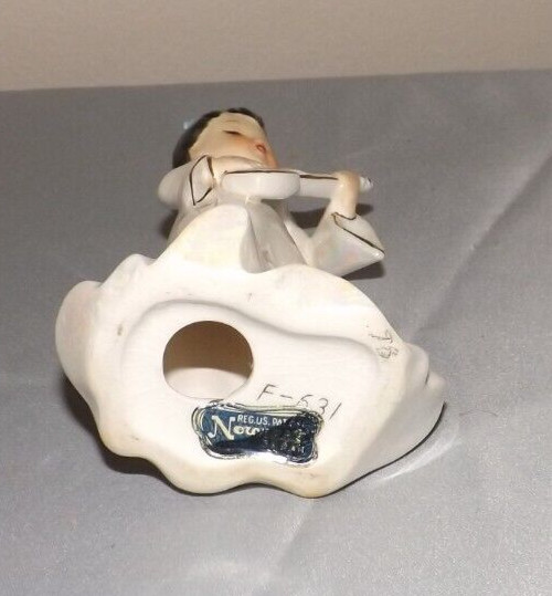 Norcrest Japan Girl Playing Shamisen with Plectrum Vintage 5 1/2 Inches Tall