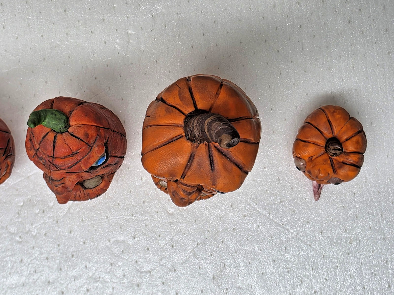 Ugly Polymer Clay Jack-O’-Lantern Handmade Sculptures Set Of 6