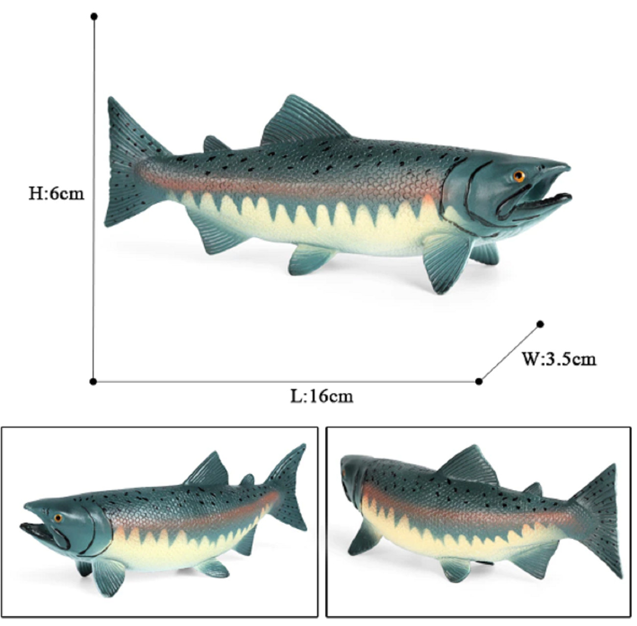 16cm Oncorhynchus Keta Fish PVC Toy Chum Salmon Fish Sea Animal Figure Kids Gift