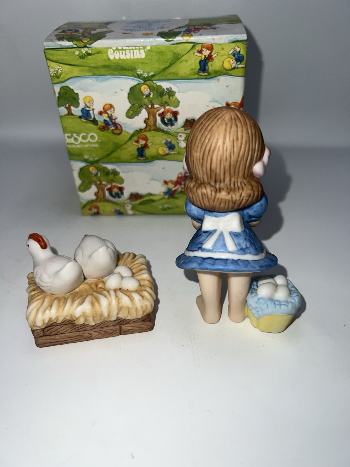 Vintage Enesco Country Cousins #E-4379 Sarah With Chickens