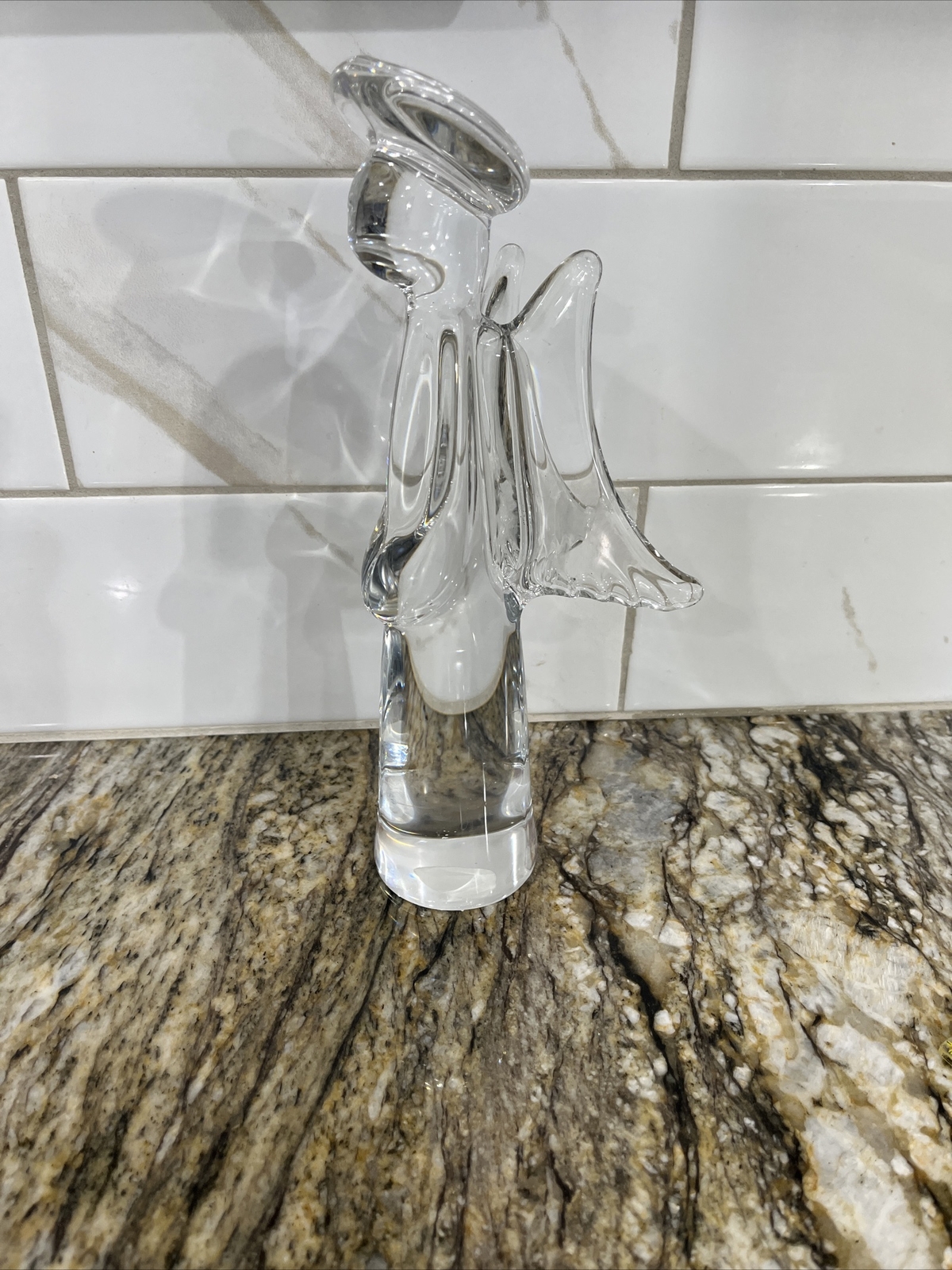 Genuine 25% Lead Crystal Angel 9 1/4” Beautiful And Heavy Made In Japan