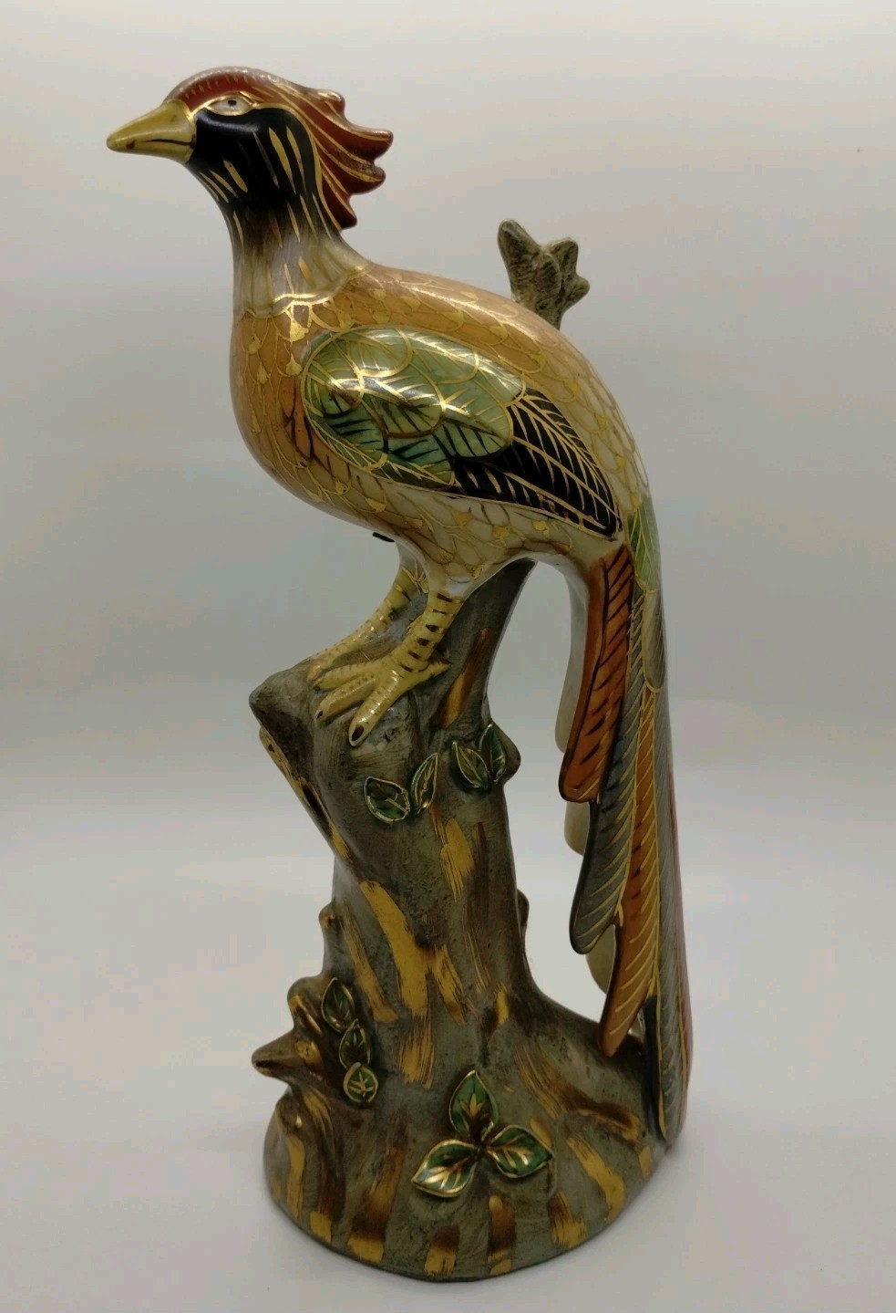 Vtg Ethan Allen Bilwan Macau Phoenix Bird Hand Painted Pottert 10.5″ – Damaged