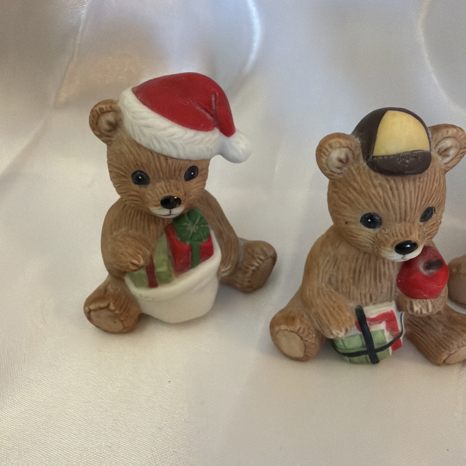 Vintage HOMCO Bear Holiday Christmas Figurines #1413 Set of 3 EUC