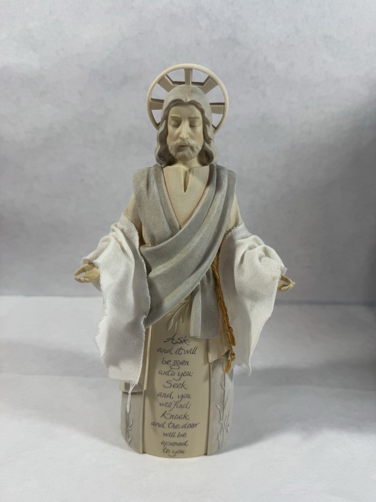 Jesus Christ Ask Seek Knock Stone Resin Figure Foundations 2008 Enesco #4015047