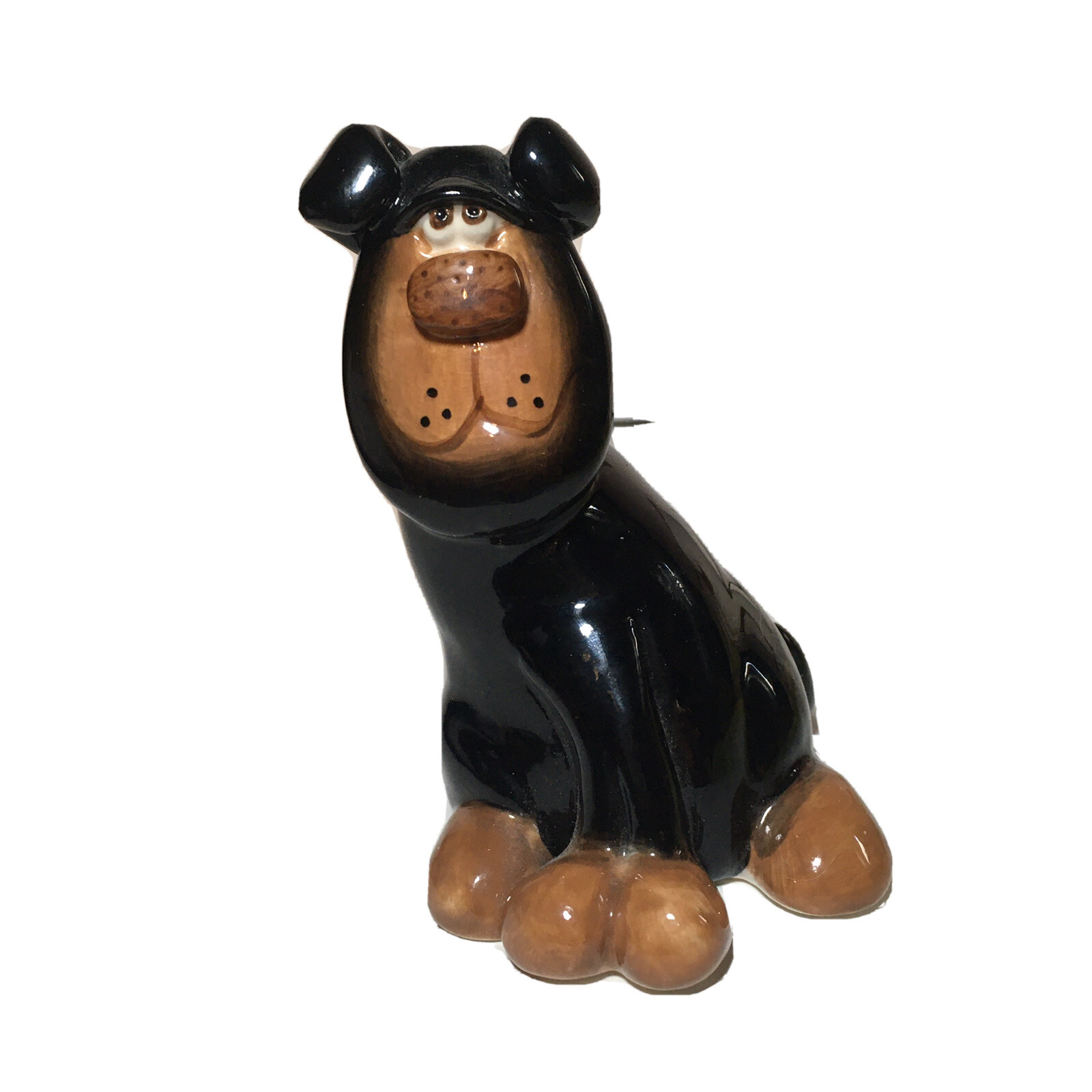 Douglas Russ Berrie Black Brown Dog Rottweiler Ceramic Figurine 4×3” 25518