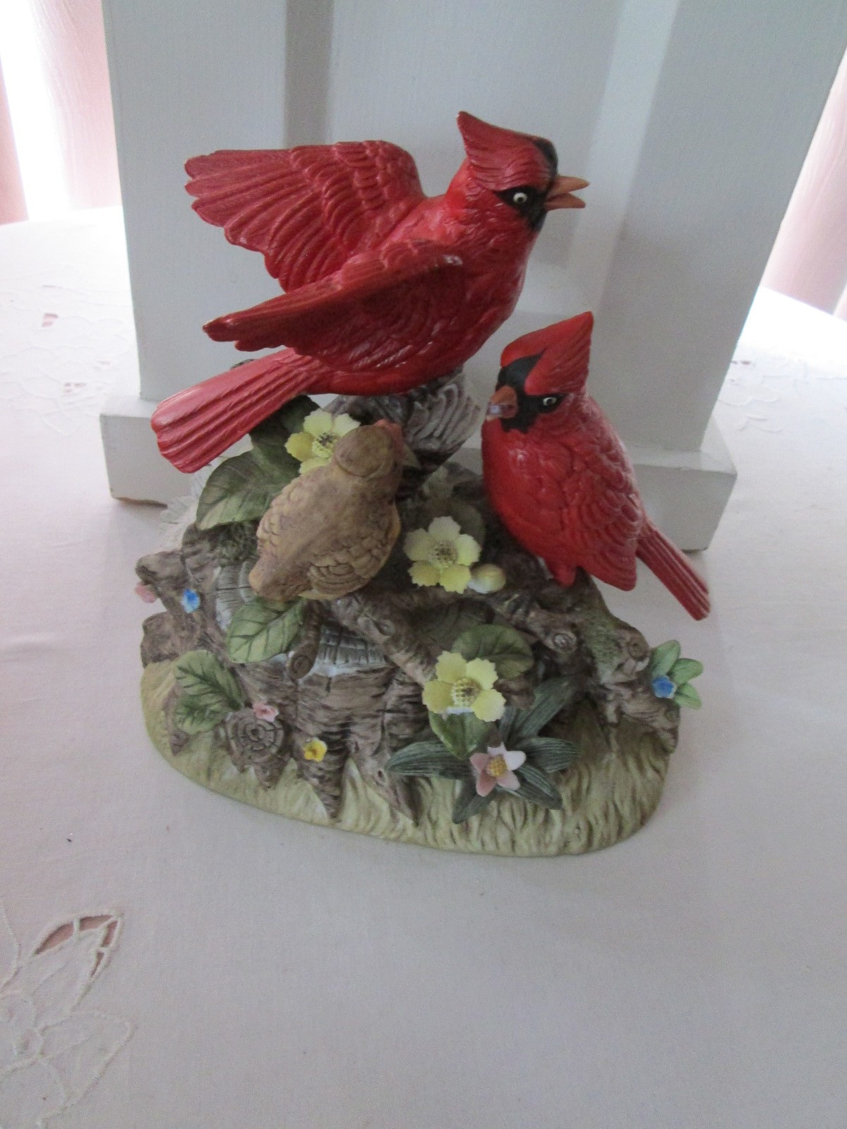7 inch Cardinal Porcelain Figurine, Jonathon Byron, Broken Flower Petal, VTG