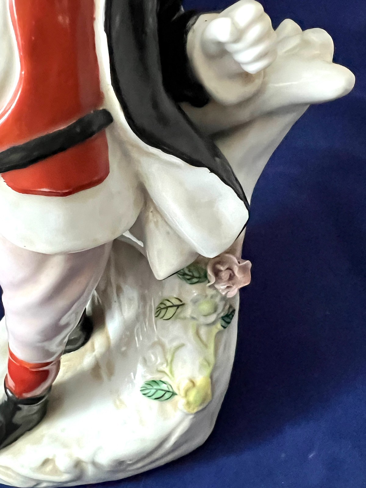 Figurine Enamel Porcelain Boy & Dog, 10.5” Tall, Vintage Early-Mid 20th Century