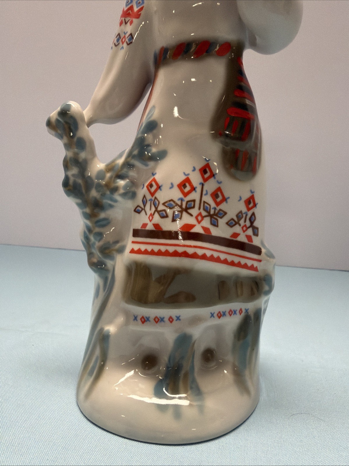 Ukrainian Soviet Era Vintage Porcelain Woman Folk Art Figure Polonsky Polonne