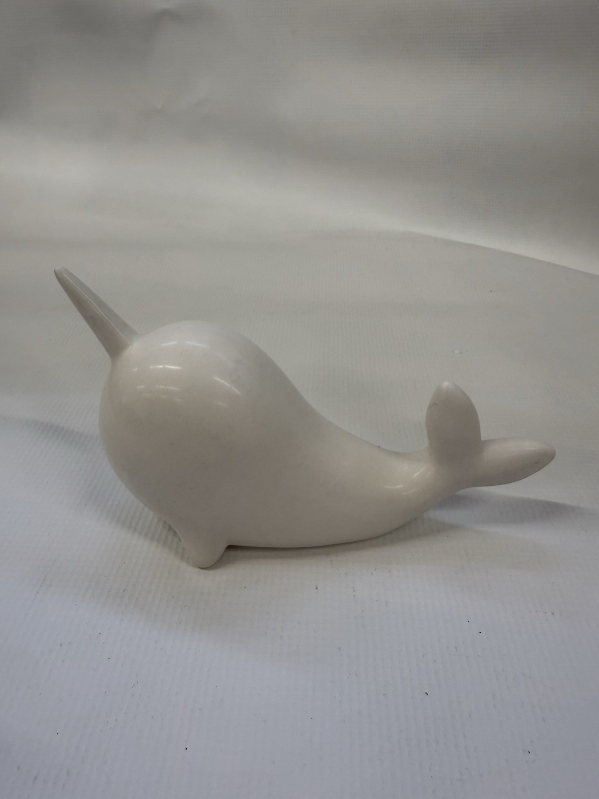 White Narwhal Ceramic Tabletop Sleek Minimalist Decor Figurine Oceanic Charm