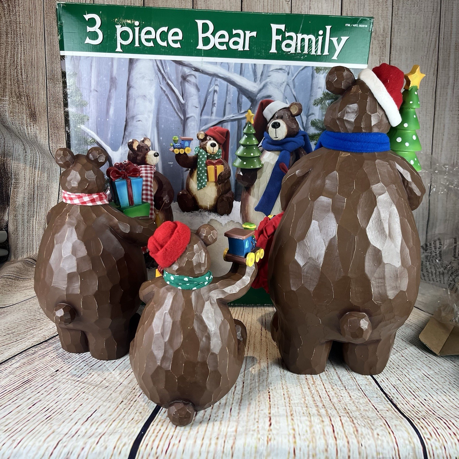 COSTCO 3 Piece Bear Family Christmas Decor Holiday Poppa Momma Baby Bear LARGE