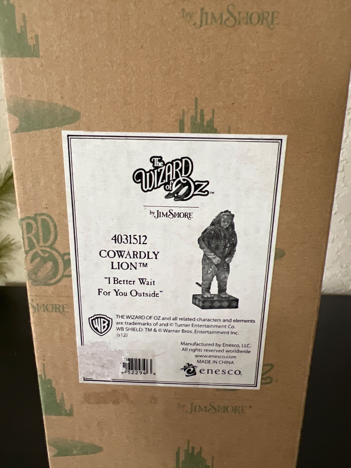 Jim Shore Wizard of OZ Cowardly Lion BETTER WAIT FOU YOU OUTSIDE 4031512 NEW+BOX