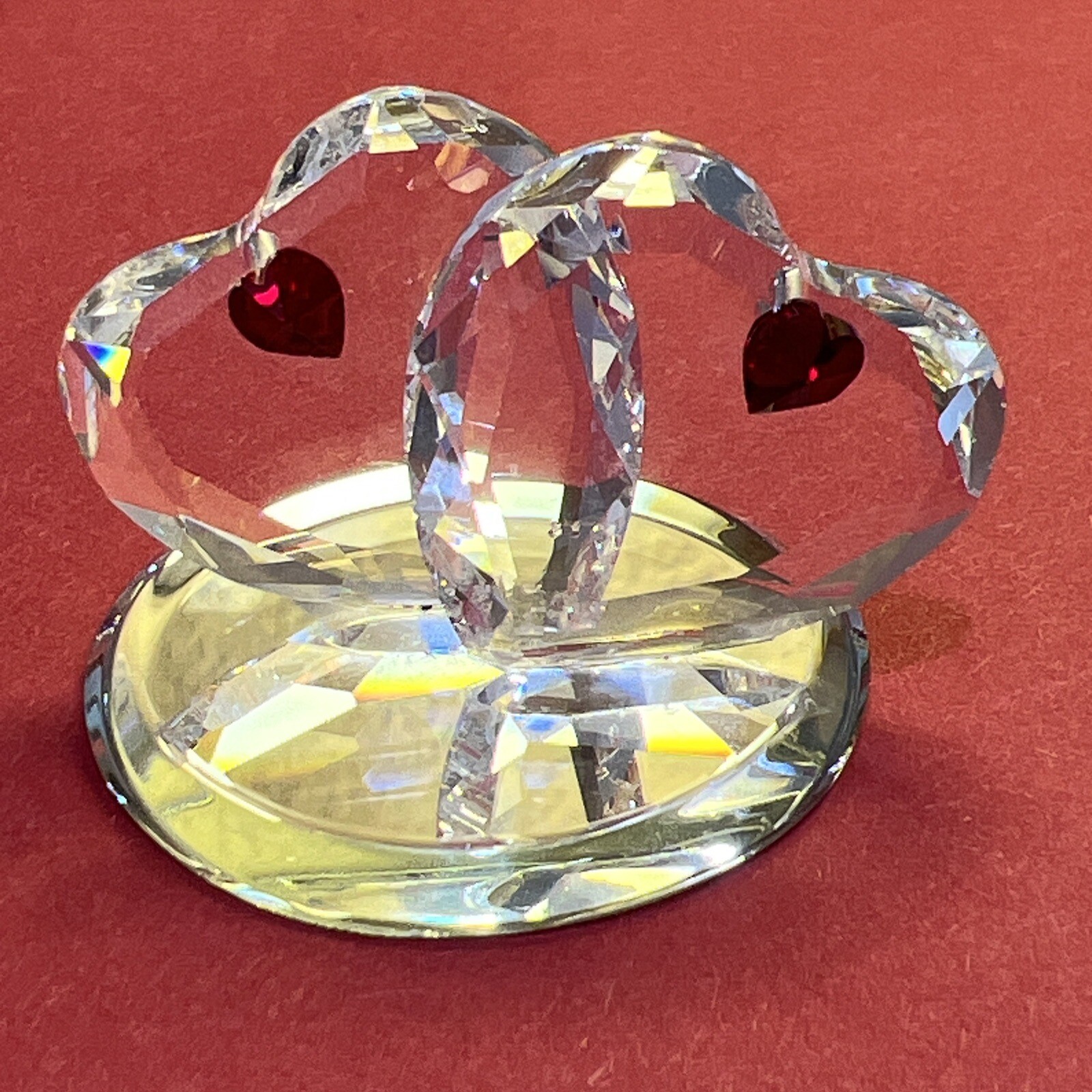 VTG CFL Crystal De Lites By Manon Double Twin Hearts Figurine