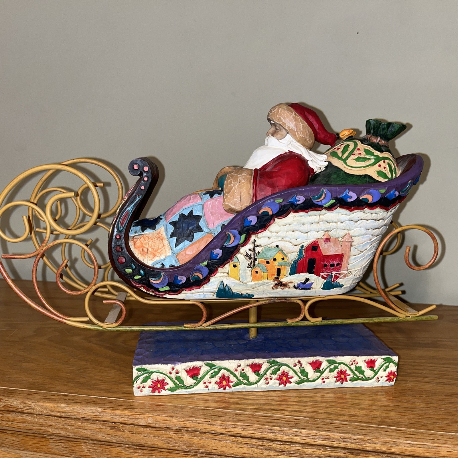 Jim Shore Heartwood Creek 2004 Delivering Joy Santa Sleigh (117719) – signed