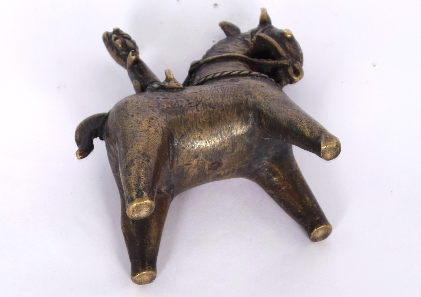 Antique Brass Horse Rider/Warrior lost wax cast Figurine, Rich Patina. G7-890
