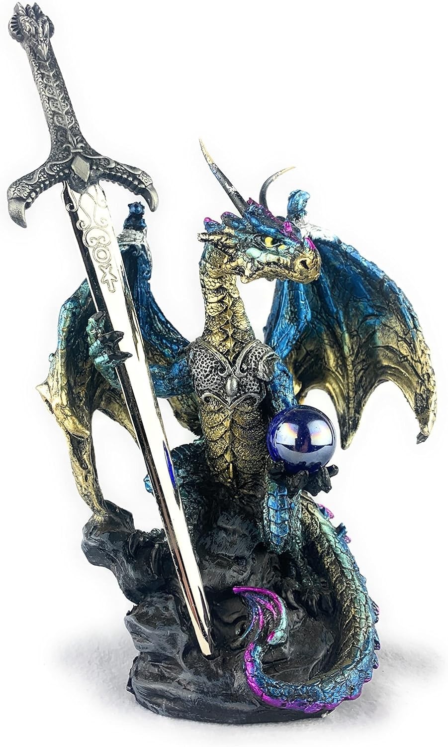 Ain’t It Nice Dragon Statue with Medieval Dragon Sword and Crystal Ball Colle…