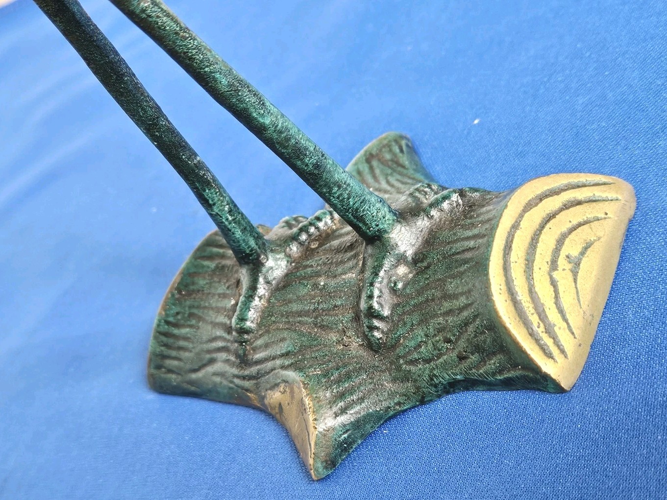 Vintage Mid Century Modern Cast Brass Heron / Egret Sculpture with Verdigris…