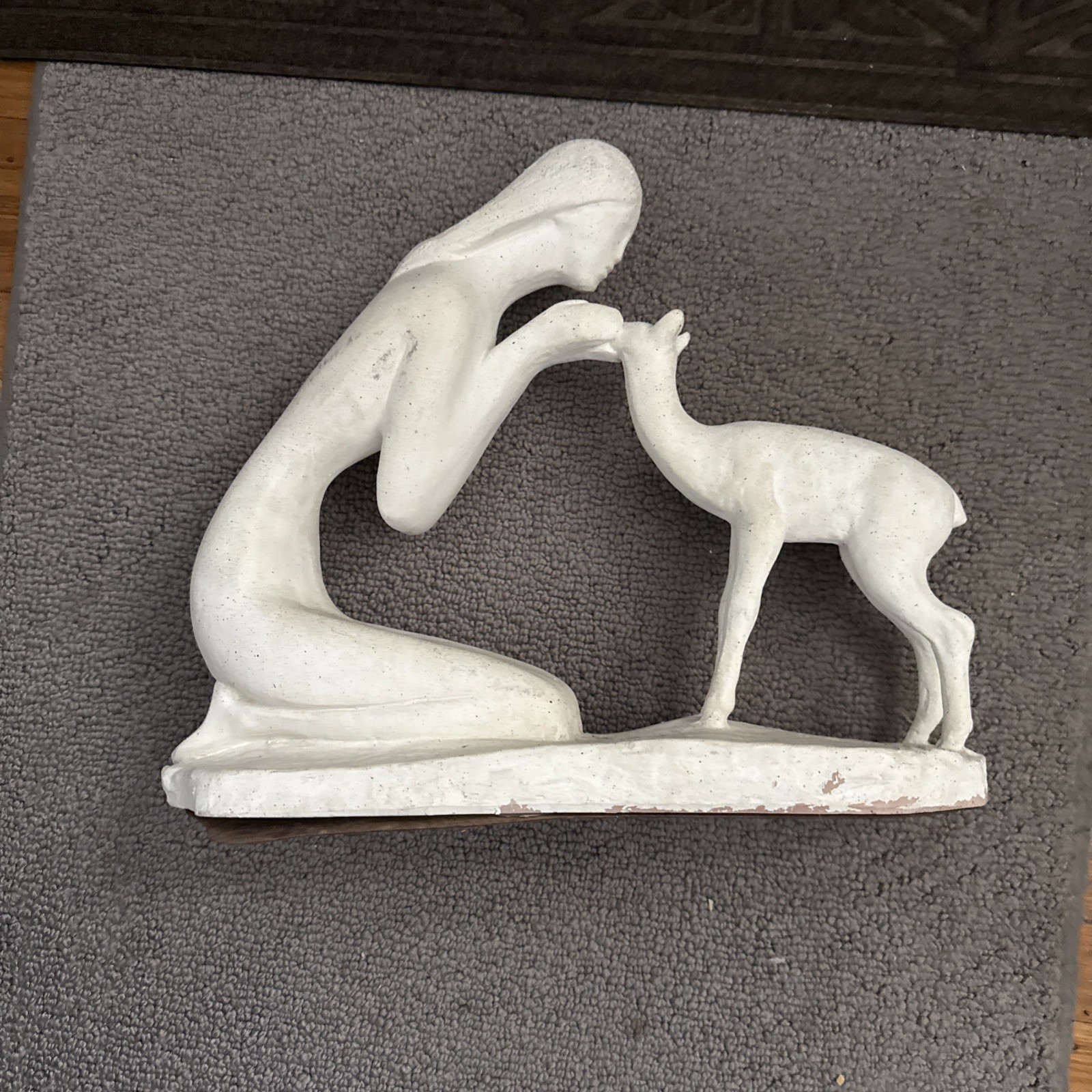 1981 WOMAN WITH FAWN STATUE SCULPTURE by MARC LA POINTE Austin Productions Read