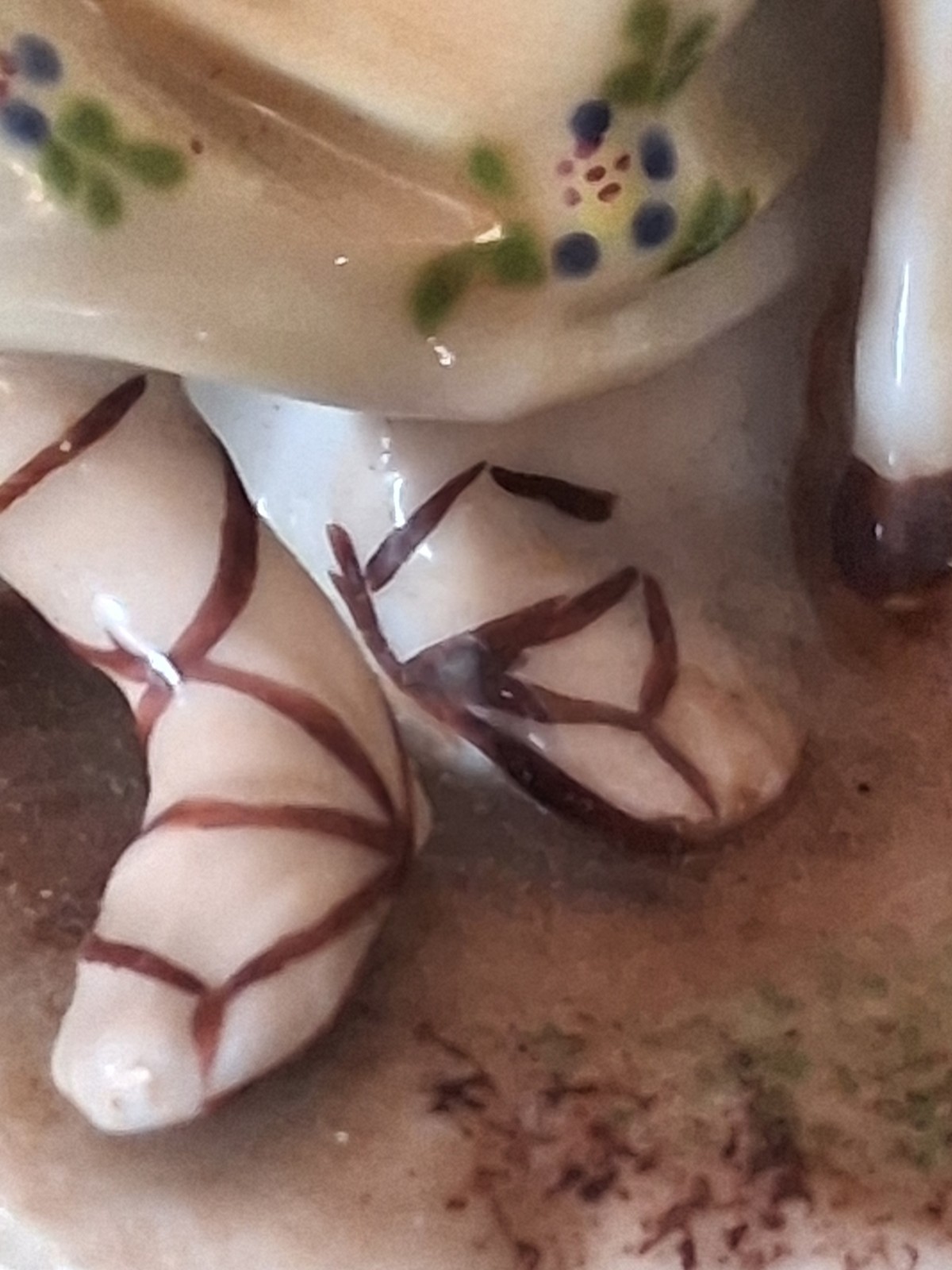 Dresden Style Hand Painted Porcelain Couple w Lamb Floral Figurine Figural Group
