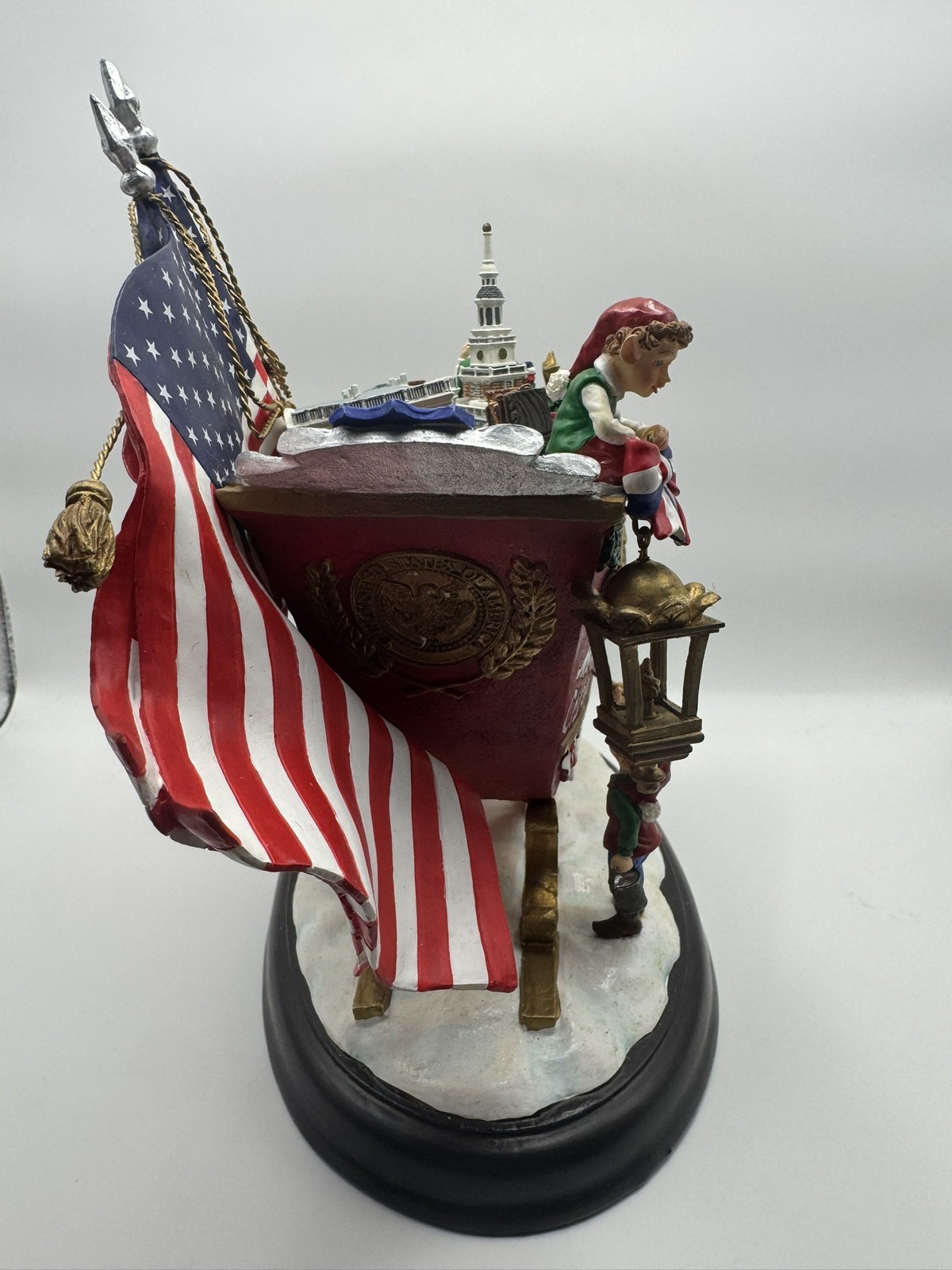 Danbury Mint AMERICAN PRIDE Sleigh Stars and Stripes Christmas Statue/ Patriotic