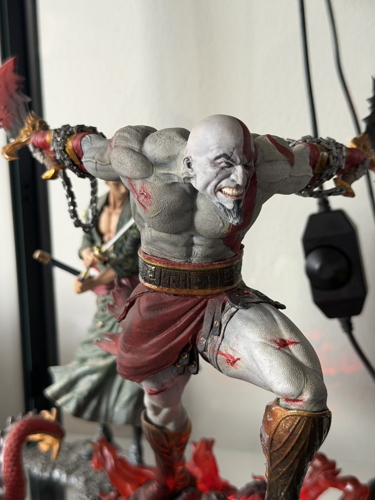 God of War Kratos Hand Painted 3D Printed Statue – LED Lava Base – 9.5 Inch
