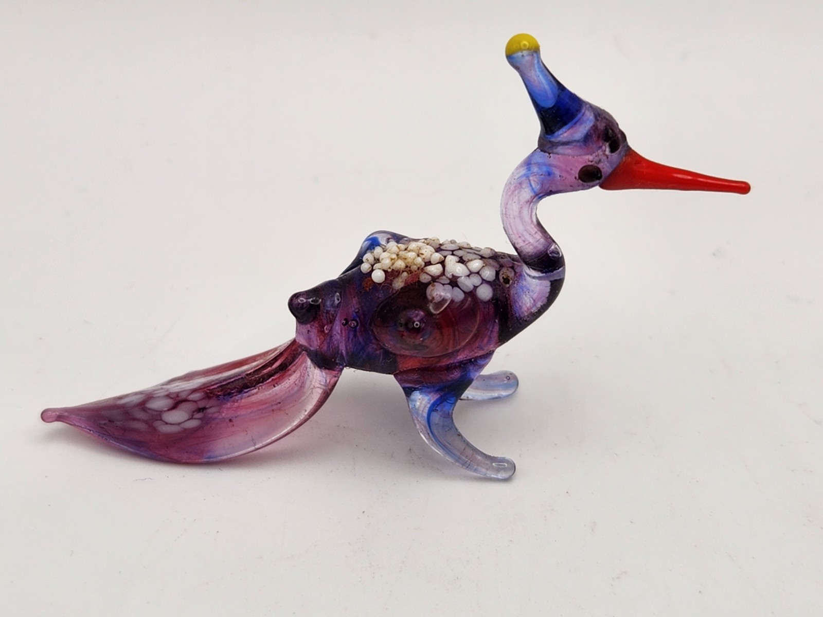 Handmade Art Glass Peacock Bird Lampwork Miniature Colorful Art Animals