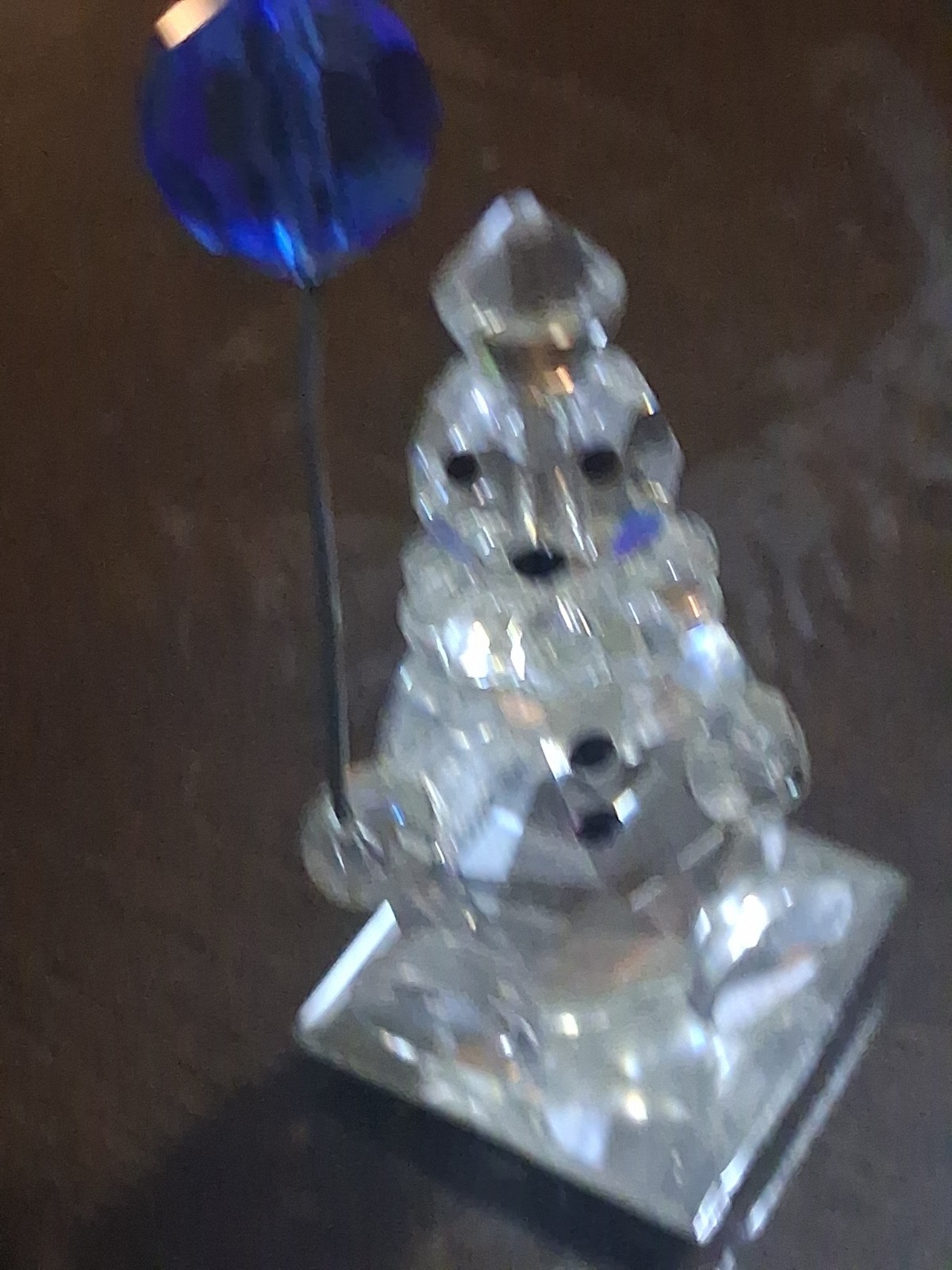 Swarovski Crystal Faceted Clown with Blue Balloon Circus Mini Figurine Glass