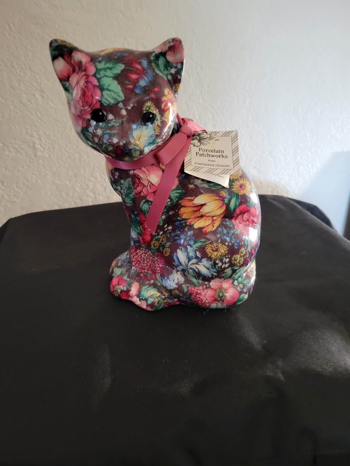 Hand Crafted Porcelain Patchworks Cat By Joan Baker Designs 7.75 in tall.