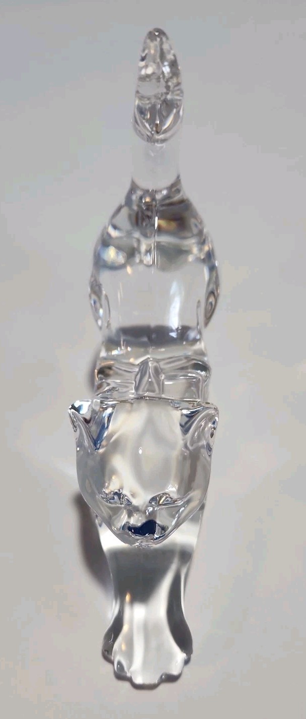 Lenox Fine Crystal Stretching Cat Figurine 1994 Clear Smooth Animal Collectible