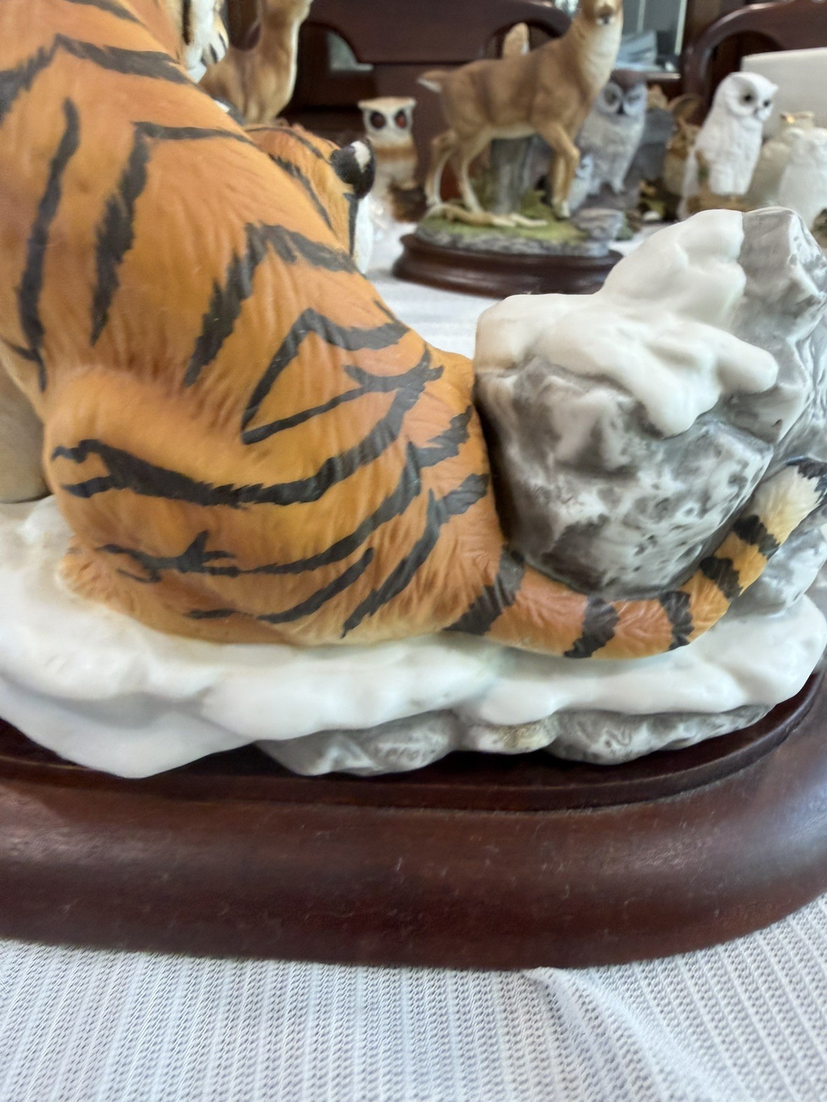 1996 Home Interior Siberian Tigers Endangered Species Masterpiece Porcelain ~ NM