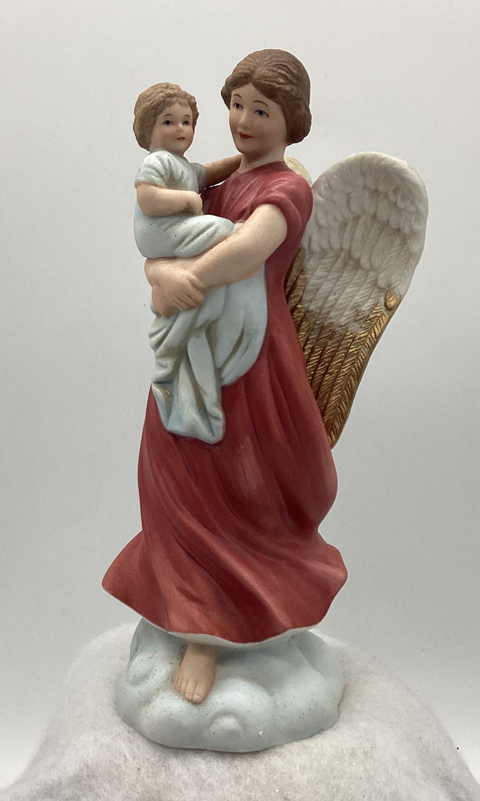 Homco 8” Christmas Angel Holding Infant Baby #1414 Porcelain 8″ Figurine