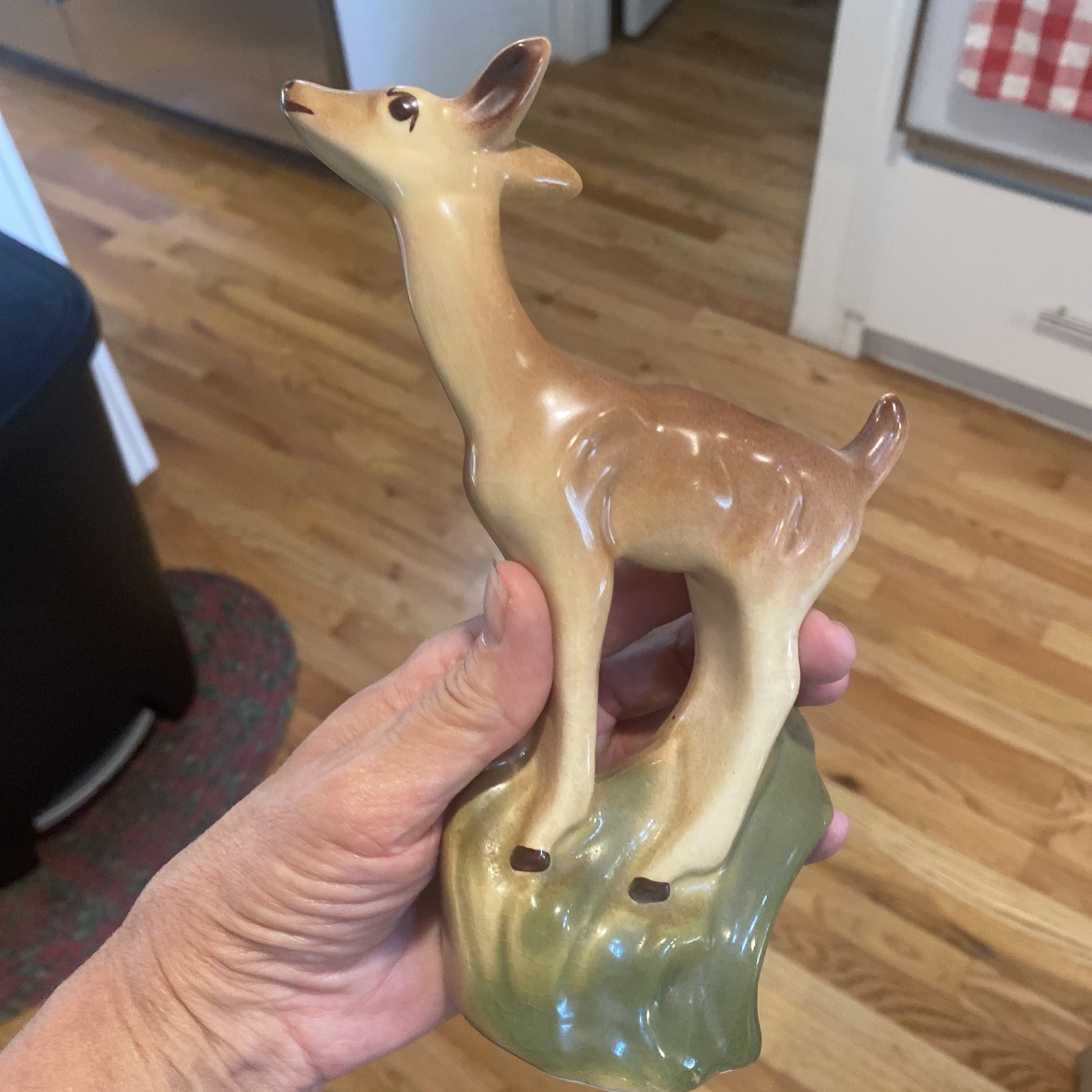Deer Fawn Ceramic Figurine Statue Mid Century Modern MCM 7.5”Standing Figure Vtg
