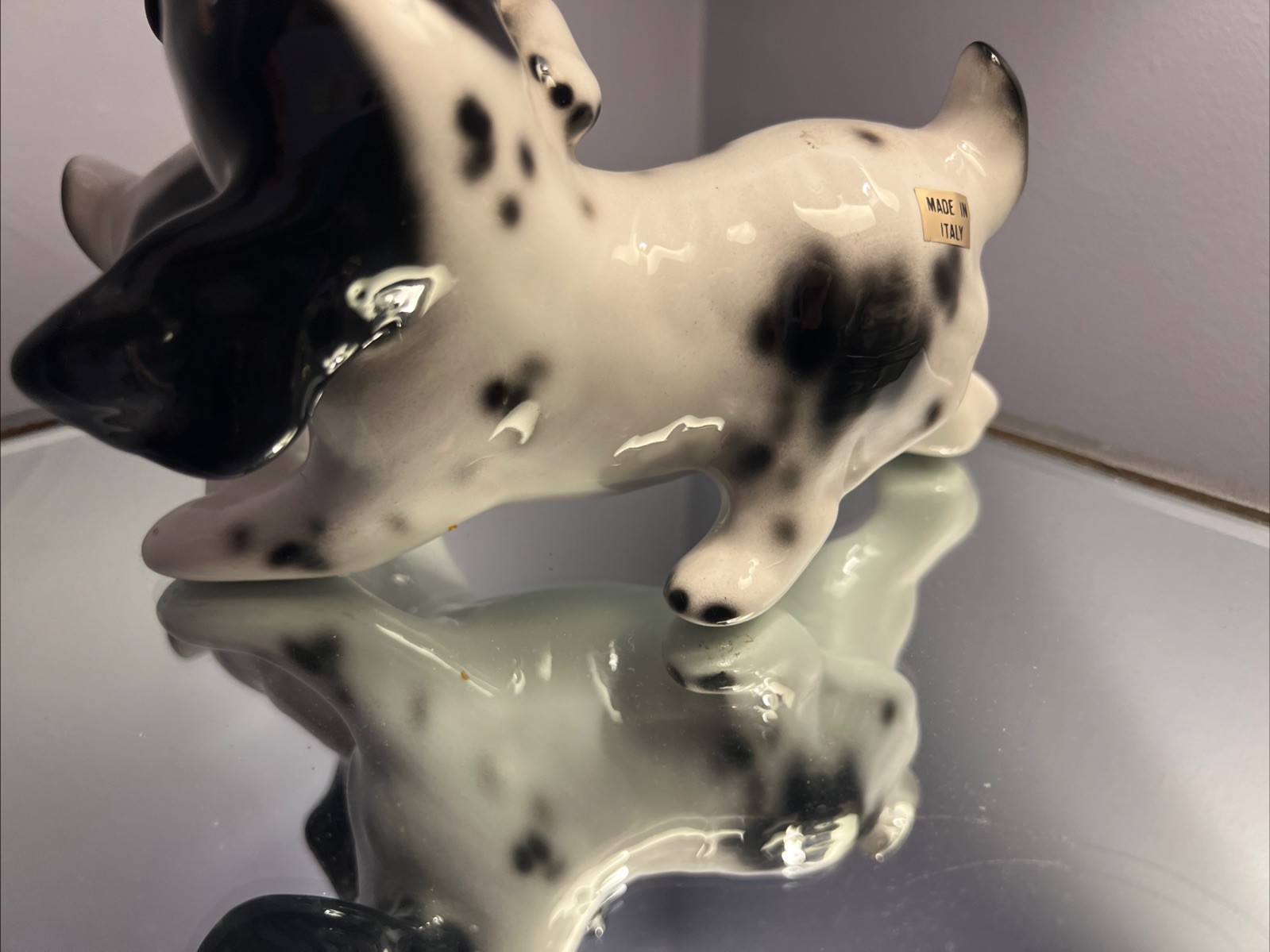 Vintage Playful SPRINGER SPANIEL DOG Puppies PORCELAIN ANIMAL FIGURINE Italy