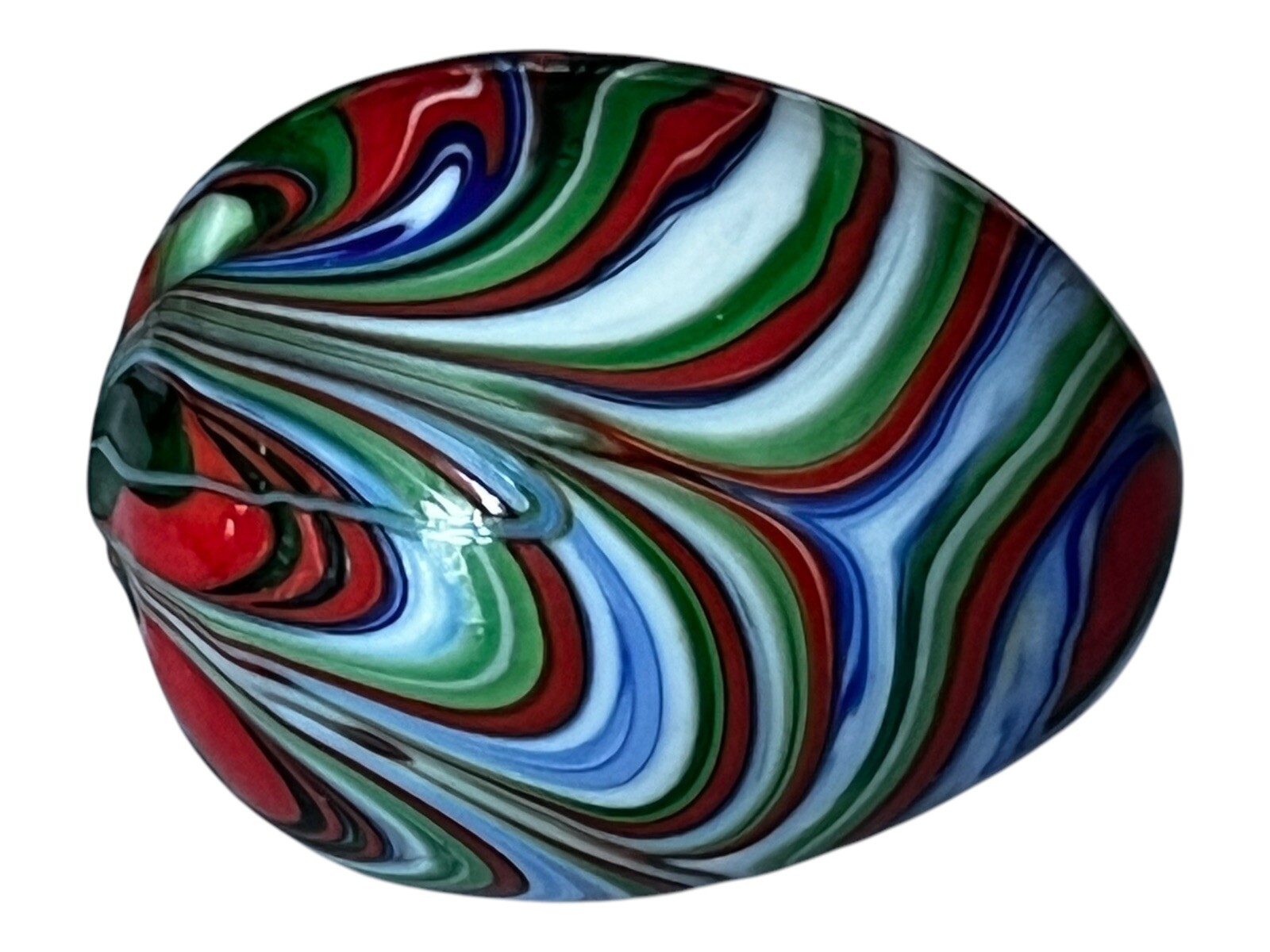 Hand Made Multicolor Twist Swirl Glass Egg Excellent Used Condition 1.25”T 1.5”L