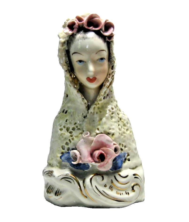 Vintage 1940s Cordey Porcelain Art Bust 6 in Figurine #5025 Victorian Lady