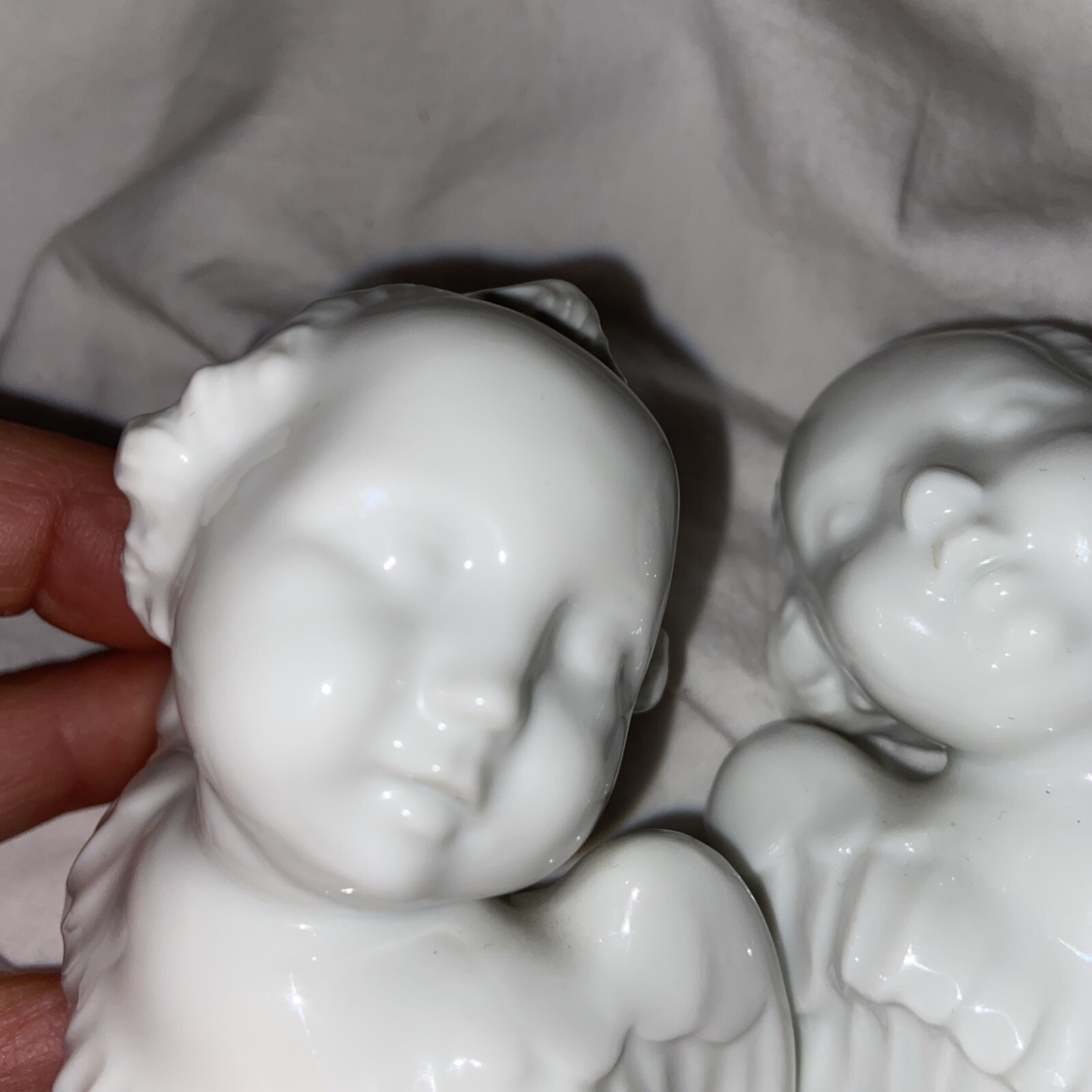 2 Vintage AUGARTEN VIENNA WIENER BLANC DE CHINE CHERUB ANGEL. See