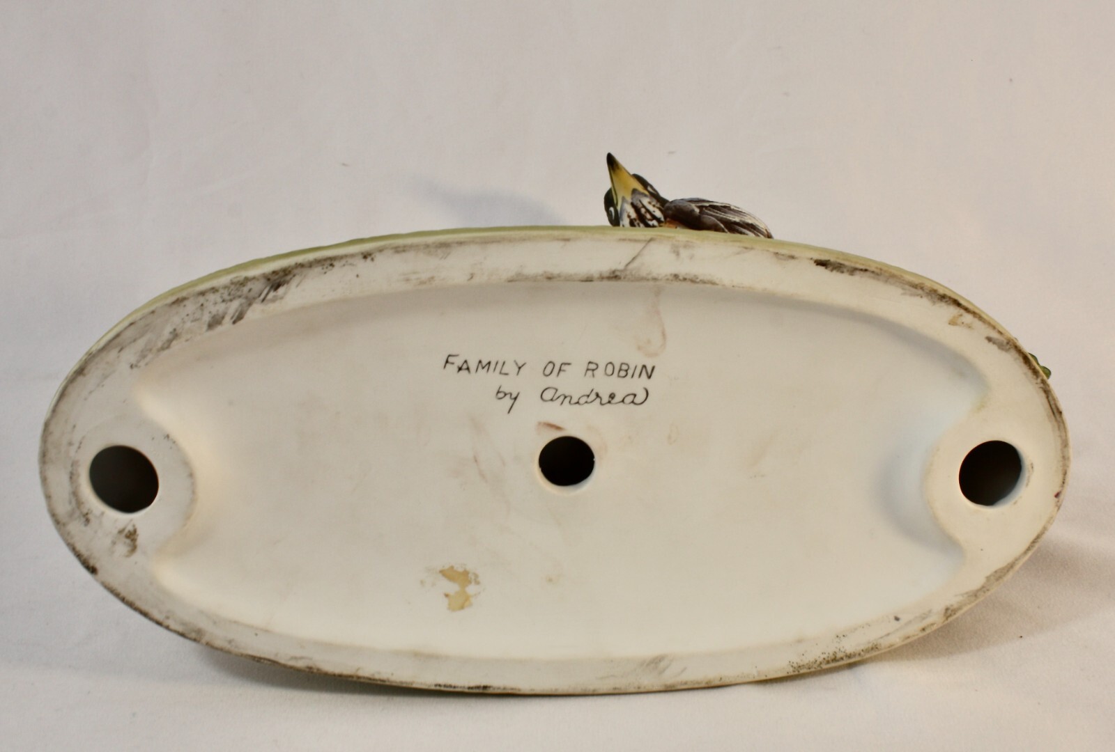 Andrea Sadek A FAMILY OF ROBIN Signed. Porcelain Sculpture on Stand. 1970s