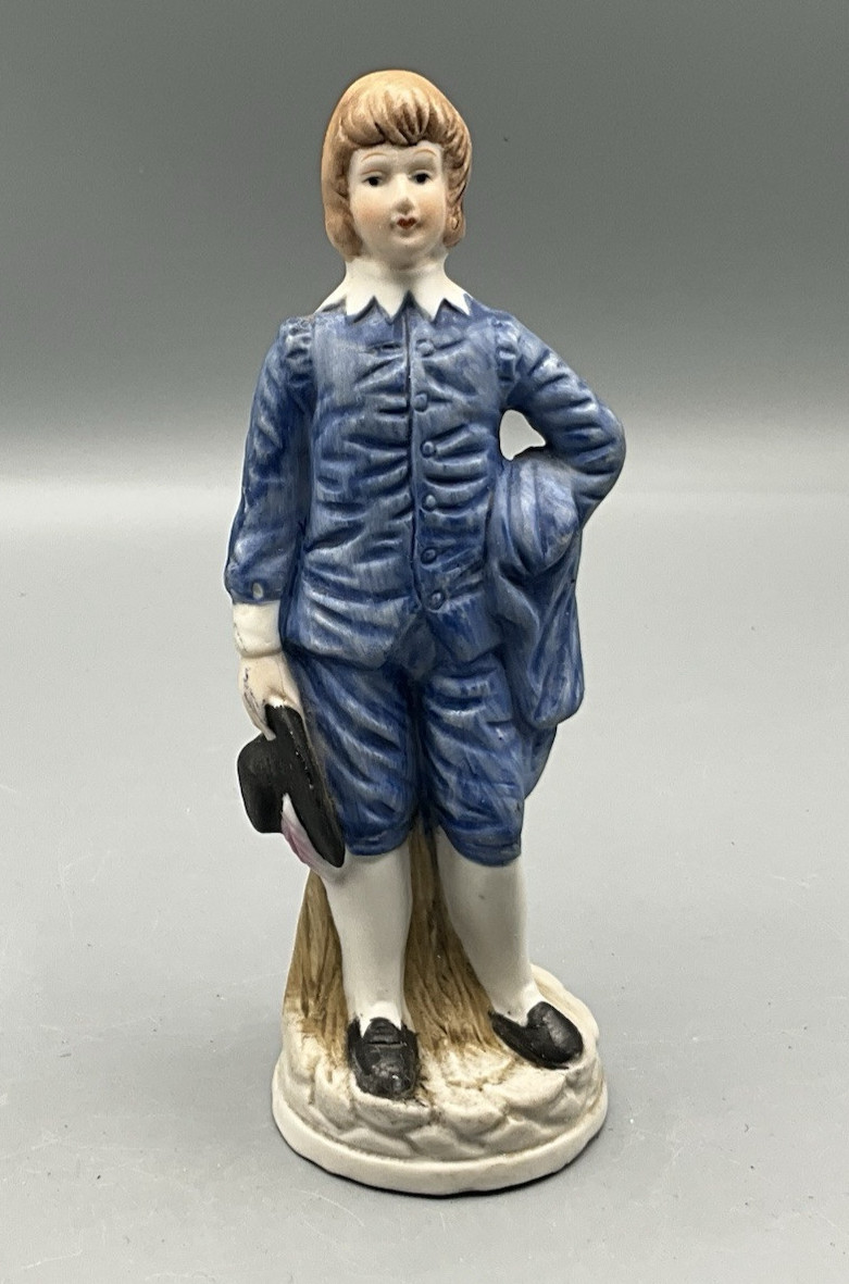 Vintage Blue Boy Figurine Hairline crack in Wrist see photos