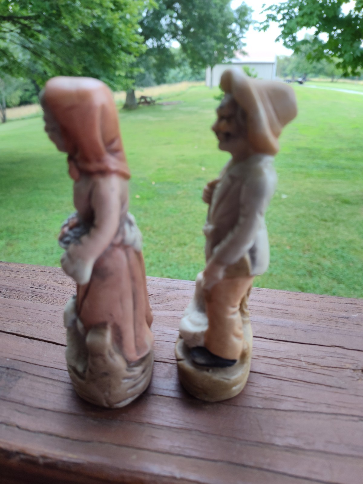 Vtg Old Man And Women With A Goose, Dog And Basket Of Food