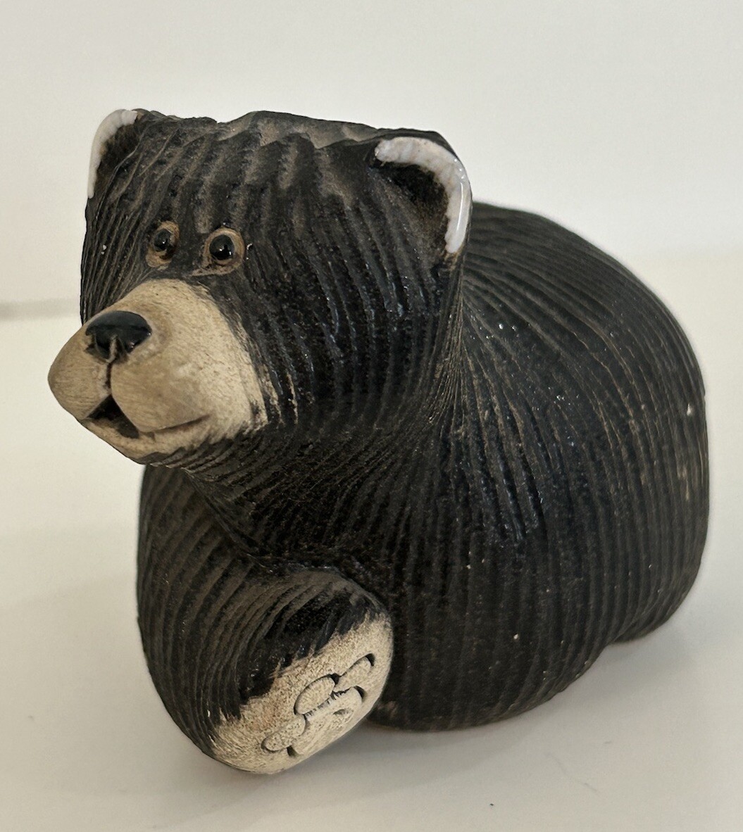 Artesania Rinconada Black Bear #157 Hand Carved Clay Signed Approx 3.5L